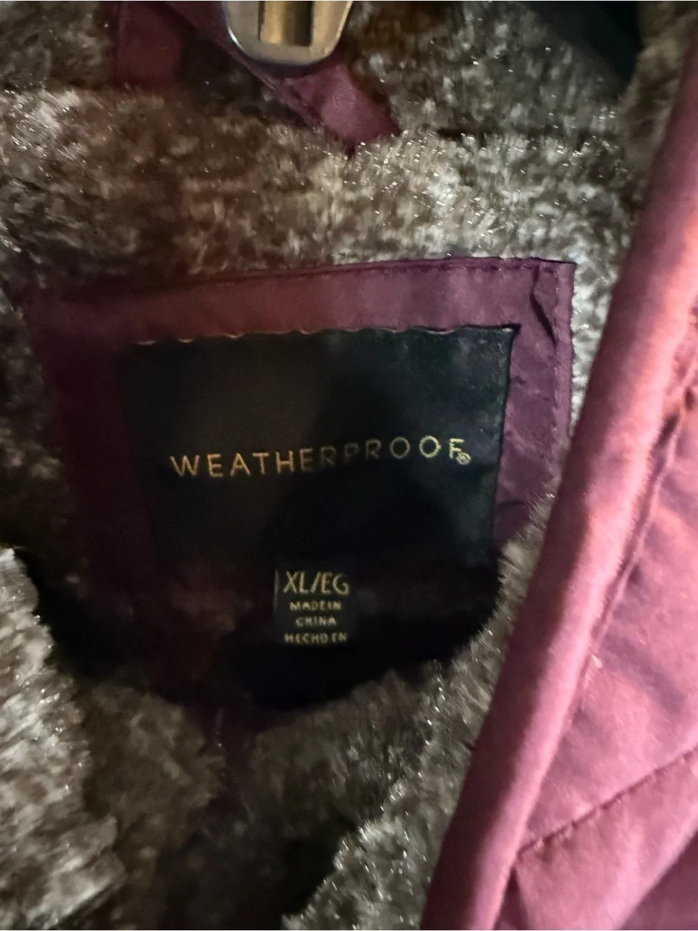 Weatherproof Women's Puffer Vest Full Zip Buttons Pockets Fuzzy Lined Purple XL - Picture 8 of 14